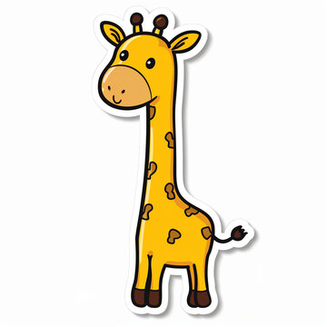 Giraffe, bright sticker on a white background