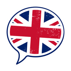 English speaking, English language, British flag bubble - vector illustration