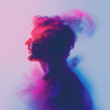 abstract person with smoke