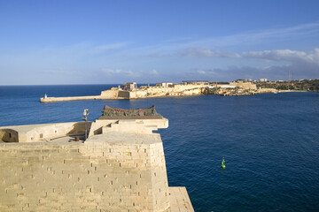 Panorama of Siege Bell War Memorial with Tomb of Unknown Soldier on St Christopher bastion in...
