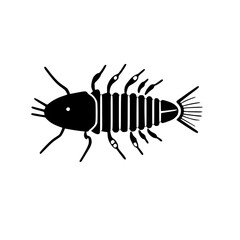 Common Silverfish Icon SVG Black And White Illustration Art Generative AI.