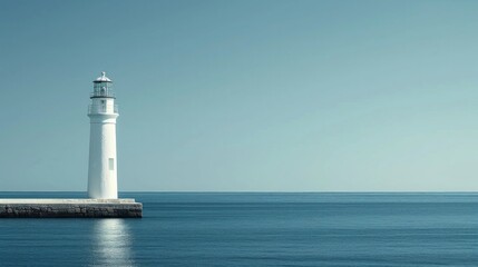 Minimalist capture of a lighthouse standing tall against the tranquil sea backdrop © olegganko