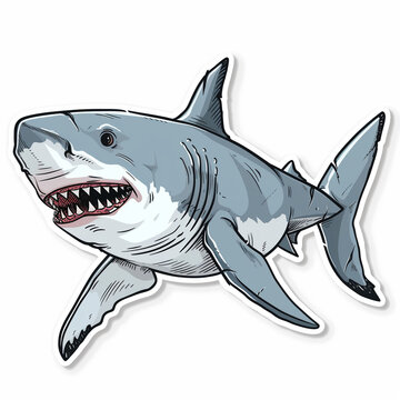 Shark, bright sticker on a white background