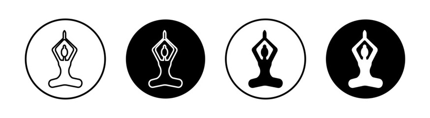 Yoga flat line icon set. Yoga Thin line illustration vector - obrazy, fototapety, plakaty