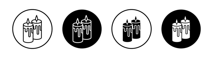 Candle flat line icon set. Candle Thin line illustration vector