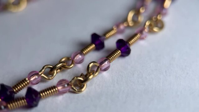 Rotation Gold Chain With Amethyst