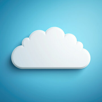 White 3d cloud on blue background. cloud computing, data storage technology, web, internet concept, icon.  Blank cloud with copy space for text.