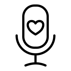 This is the Love Song icon from the Love and Celebration icon collection with an Outline style