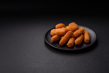 Delicious nuggets, rings and balls of mozzarella and parmesan cheese