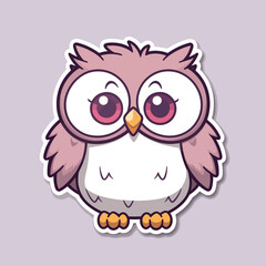 Vector illustration of a small cartoon owl against a pink background