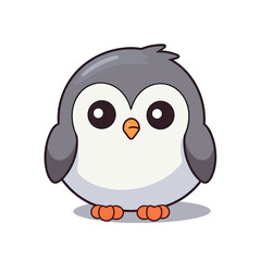 Obraz premium Vector illustration of a small cartoon penguin against a white background