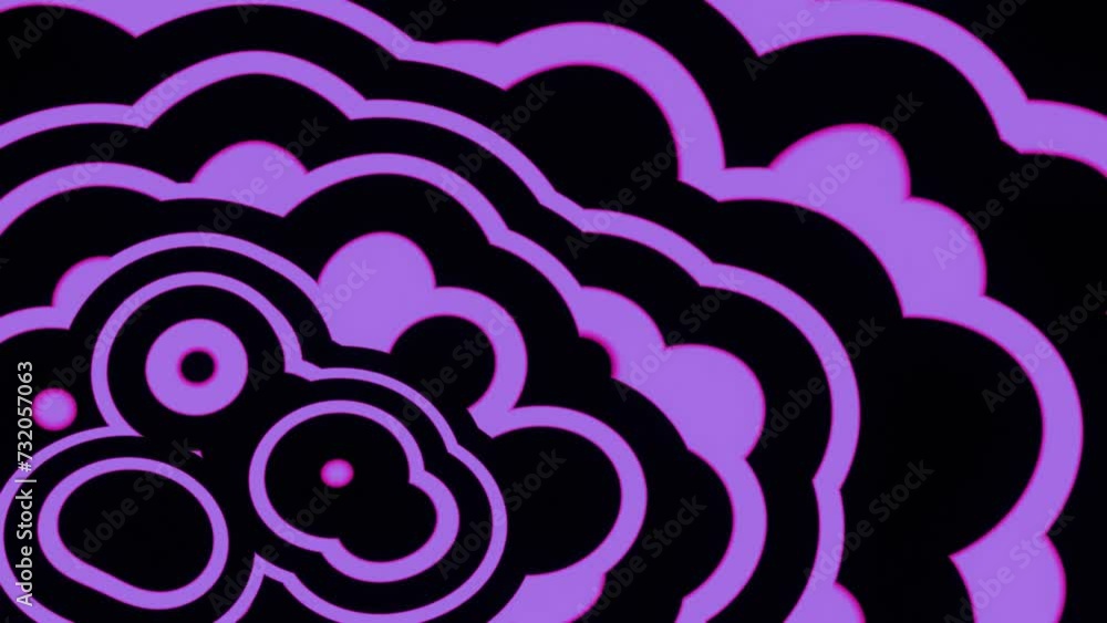 Poster 3d rendered black and purple animated hypnotic background with a distinct circular design.