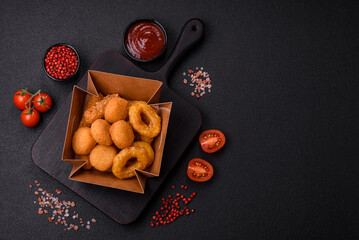 Delicious nuggets, rings and balls of mozzarella and parmesan cheese