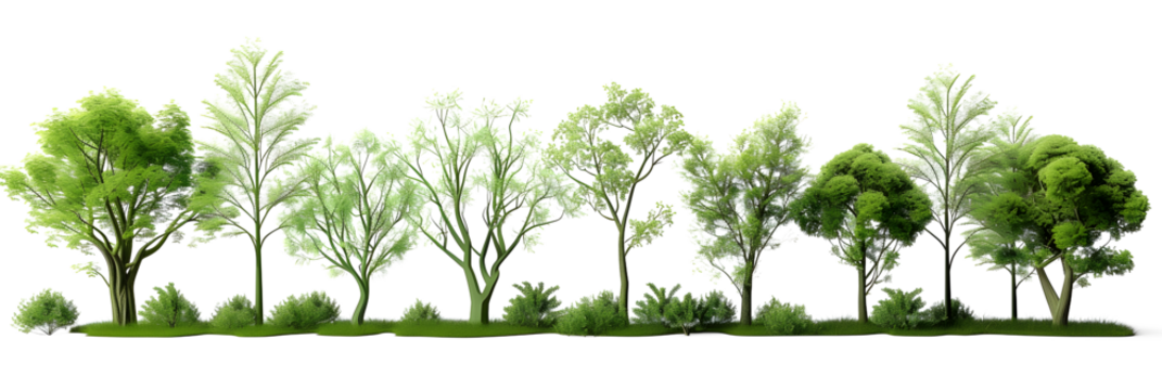 Jungle trees shapes cutout backgrounds 3d rendering png 