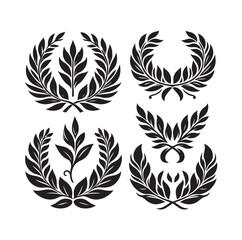 Minimal laurel sign silhouette vector illustration.