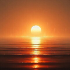 Beautiful sunset over the sea. The sun is reflected in the water. Beautiful nature background. 