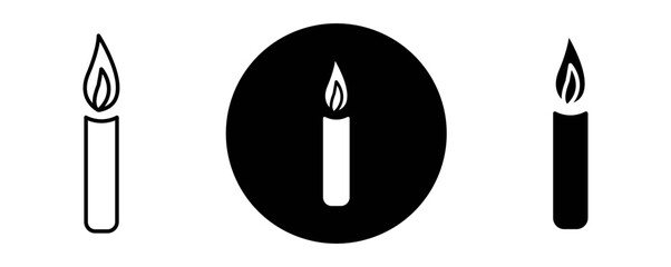 Candle outline icon collection or set. Candle Thin vector line art