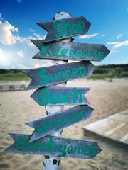 signpost on the beach