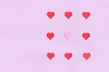 Valentine's Day background. Decorations heart shaped confetti