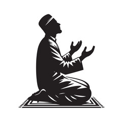 vector muslim Praying  silhouette vector illustration.