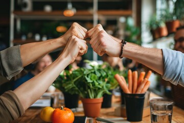 Obraz premium A couple of people holding hands and smiling, demonstrating the connection and affection between them.