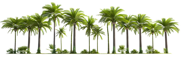 Large tropics palm trees shapes cutout backgrounds 3d rendering png