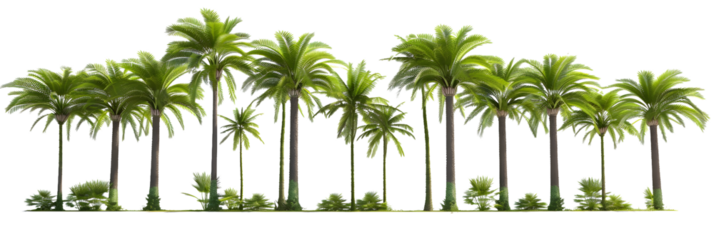 Large tropics palm trees shapes cutout backgrounds 3d rendering png