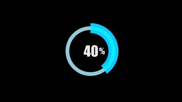 0 to 40 Percentage Infographics Animation on alpha channel