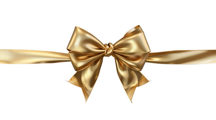Elegant Gold Satin Bow on Transparent Background