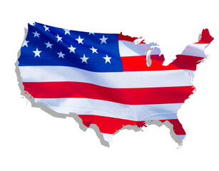 Outline of the USA designed with national flag