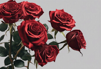 Bouquet of red roses file of isolated cutout object on transparent background