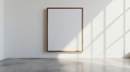 Modern Blank Canvas Frame on White Wall