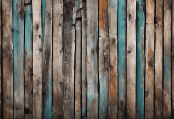 Old painted wooden fence on transparent background