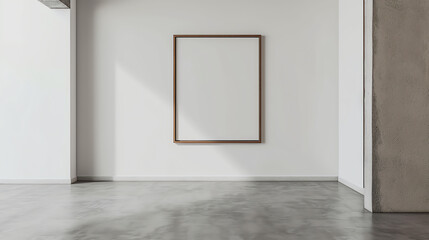 Modern Blank Canvas Frame on White Wall