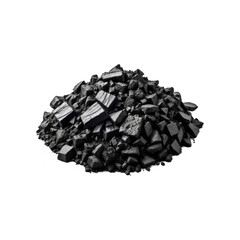 High-Quality Image of a Pile of Black Coal Chunks Isolated on a White Background