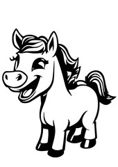 Laughing Horse Outline SVG Vector 