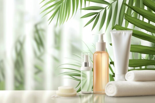Natural skin care beauty ritual cream, anti aging serum oil brightening. Beauty face masktinea versicolor. Sensitive inflammation dispenser product mockup. bathroom remodeling cosmetic jar lotion