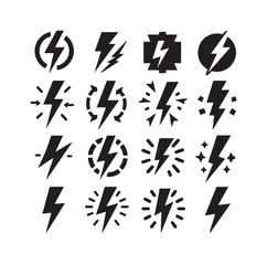 Lightning bolt icon vector set  silhouette vector illustration.