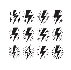 Lightning bolt icon vector set  silhouette vector illustration.