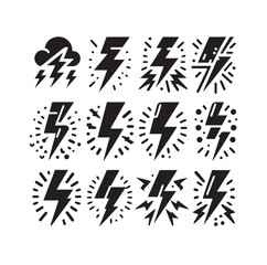 Lightning bolt icon vector set  silhouette vector illustration.