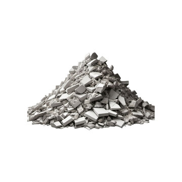 High-Resolution Image of a Pile of White Chalk Pieces, Broken and Whole, Isolated on a White Background
