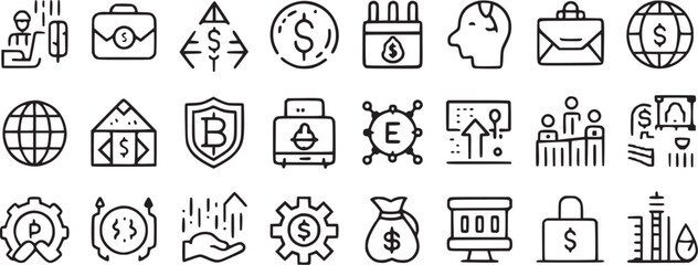 Finance icons set money payments.