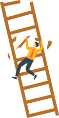 Accident and disaster, businessman accidentally fell from the broken ladder
