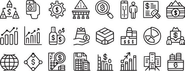 Finance icons set money payments.
