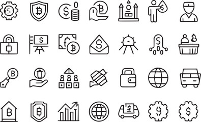 Finance icons set money payments.