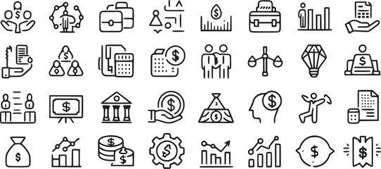 Finance icons set money payments.