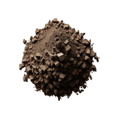 High-Quality Image of a Pile of Brown Dust Isolated on White Background, Detailed Texture