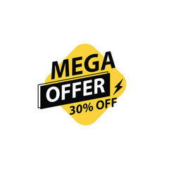 colorful mega offer 30% off benner discount vector illustration