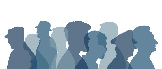 Silhouettes of men of different nationalities.Vector illustration.