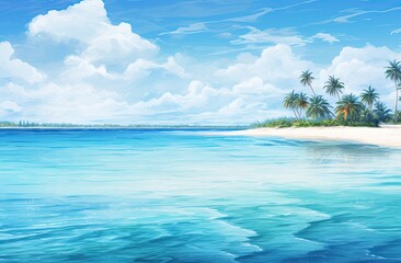 Fototapeta na wymiar a beach with blue water